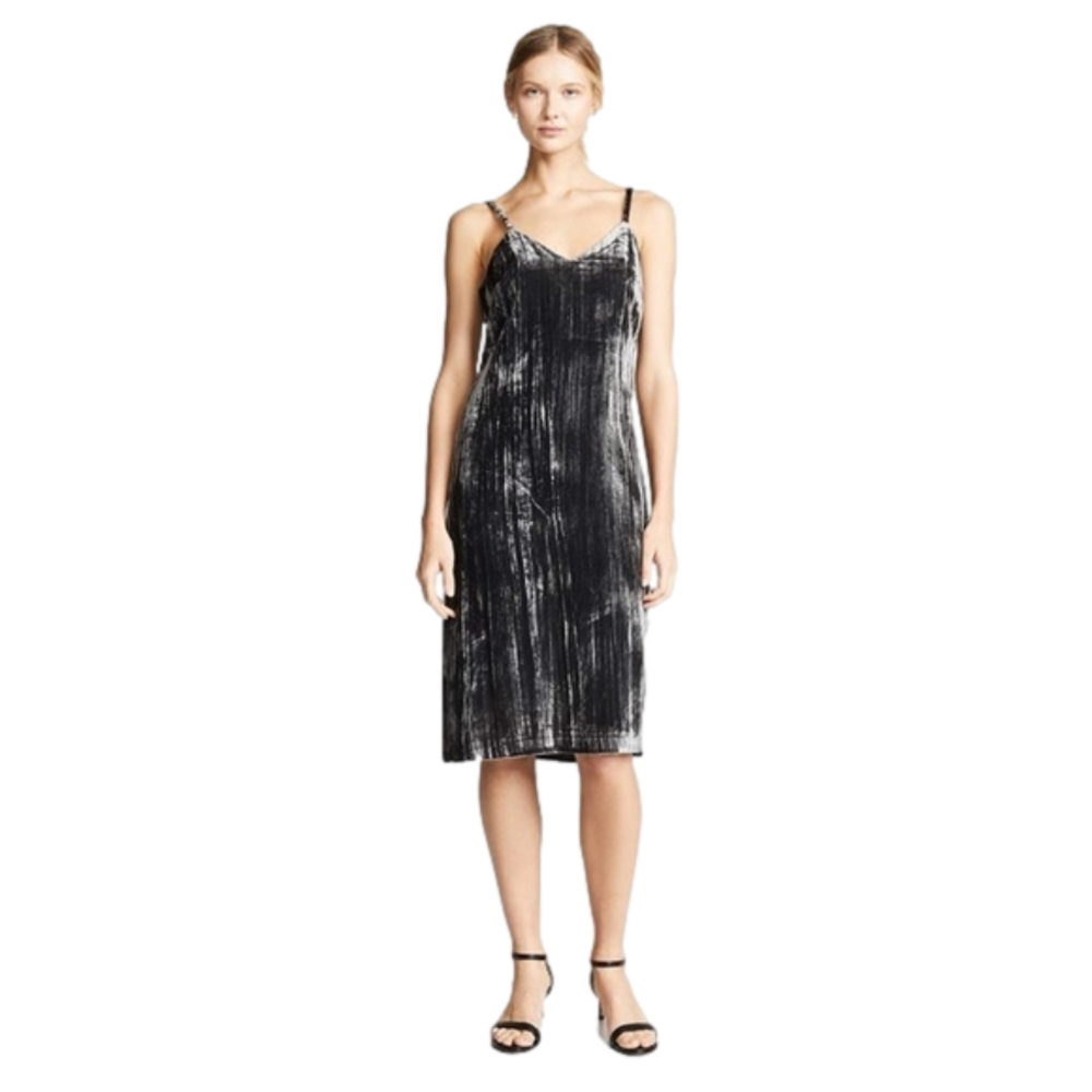 SPLENDID Dark Grey Velvet Cami Slip Cocktail Night Out Midi Dress Size Small